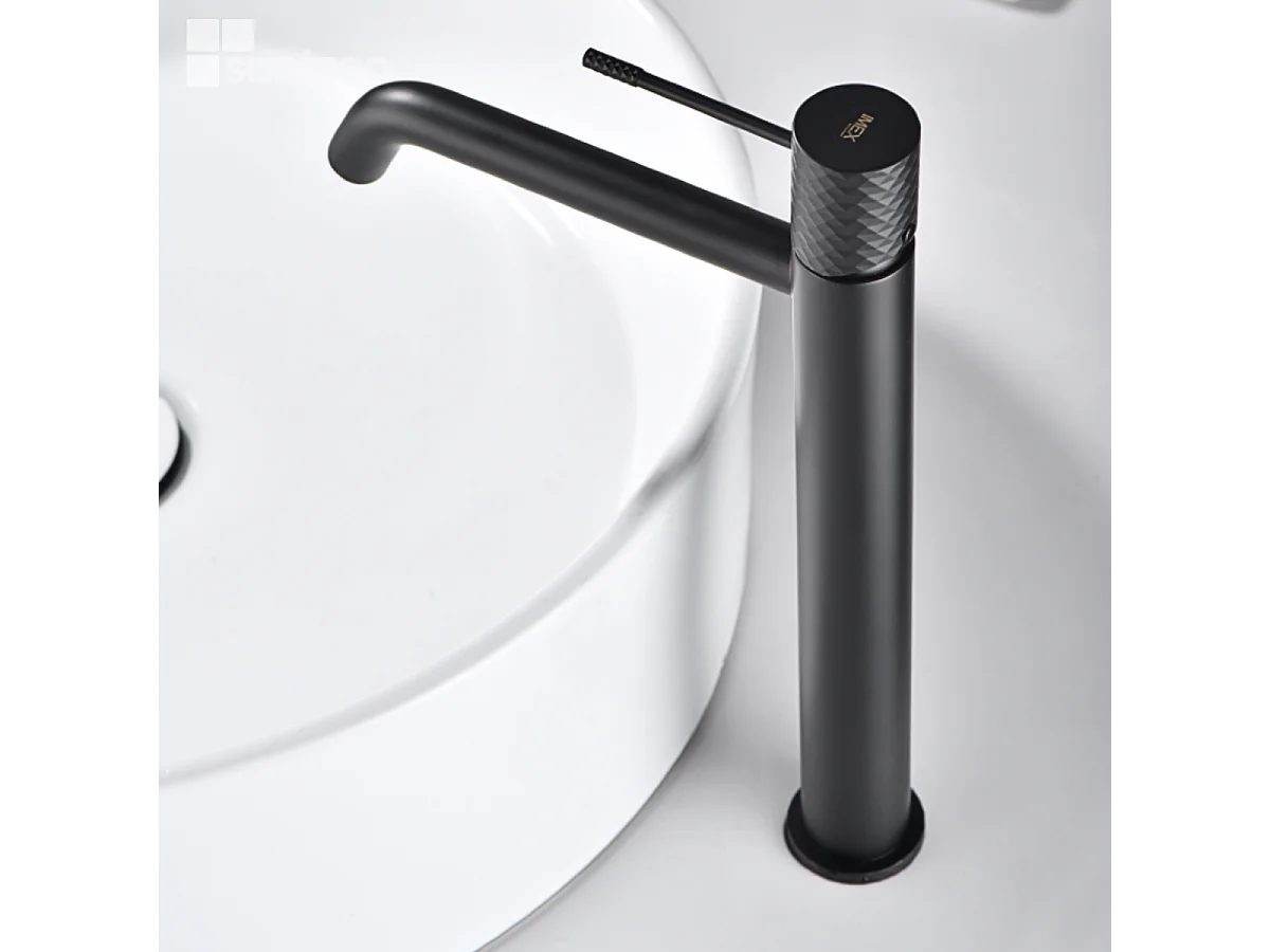 Mitigeur Lavabo Salle de Bain noir mat – Bec Haut Anti-Calcaire – Design Moderne - GENOVA IMEX