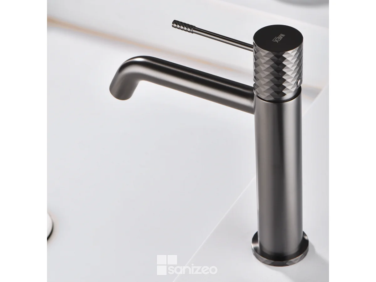 Mitigeur Lavabo Salle de Bain noir métal – Bec Bas Anti-Calcaire – Design Moderne - GENOVA IMEX