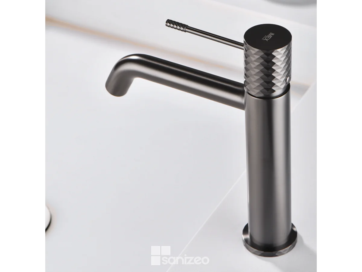 Mitigeur Lavabo Salle de Bain noir métal – Bec Bas Anti-Calcaire – Design Moderne - GENOVA IMEX