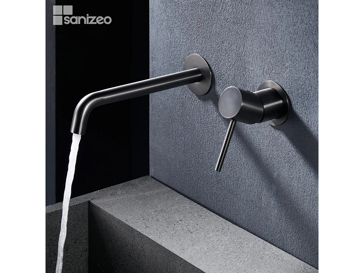 Robinet Mitigeur de Lavabo Encastré Anti-Calcaire Black Gun Métal IMEX MONZA GLM039/BGM