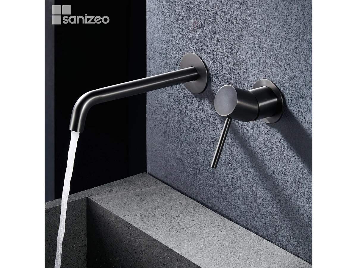 Robinet Mitigeur de Lavabo Encastré Anti-Calcaire Black Gun Métal IMEX MONZA GLM039/BGM