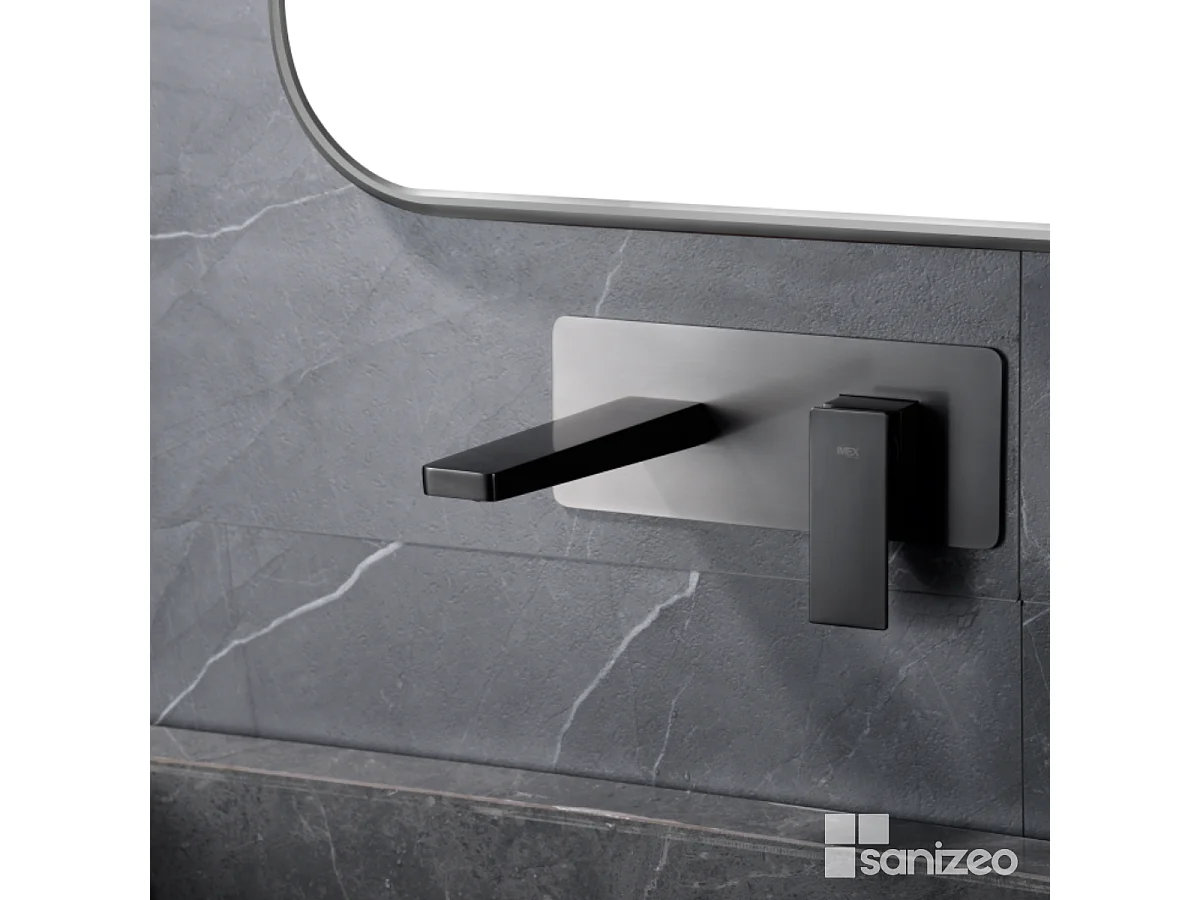 Mitigeur Lavabo Encastré Salle de Bain noir métal – Anti-Calcaire – Design moderne - PISA IMEX