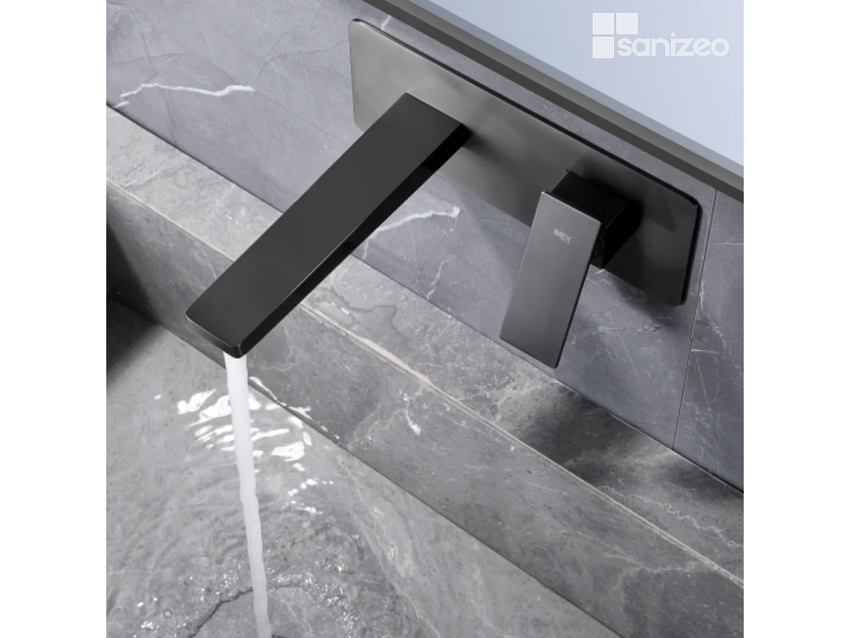 Mitigeur Lavabo Encastré Salle de Bain noir métal – Anti-Calcaire – Design moderne - PISA IMEX