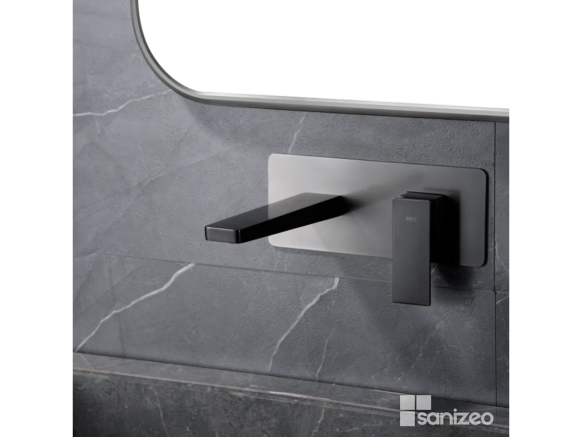 Mitigeur Lavabo Encastré Salle de Bain noir métal – Anti-Calcaire – Design moderne - PISA IMEX