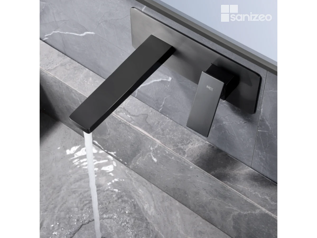 Mitigeur Lavabo Encastré Salle de Bain noir métal – Anti-Calcaire – Design moderne - PISA IMEX