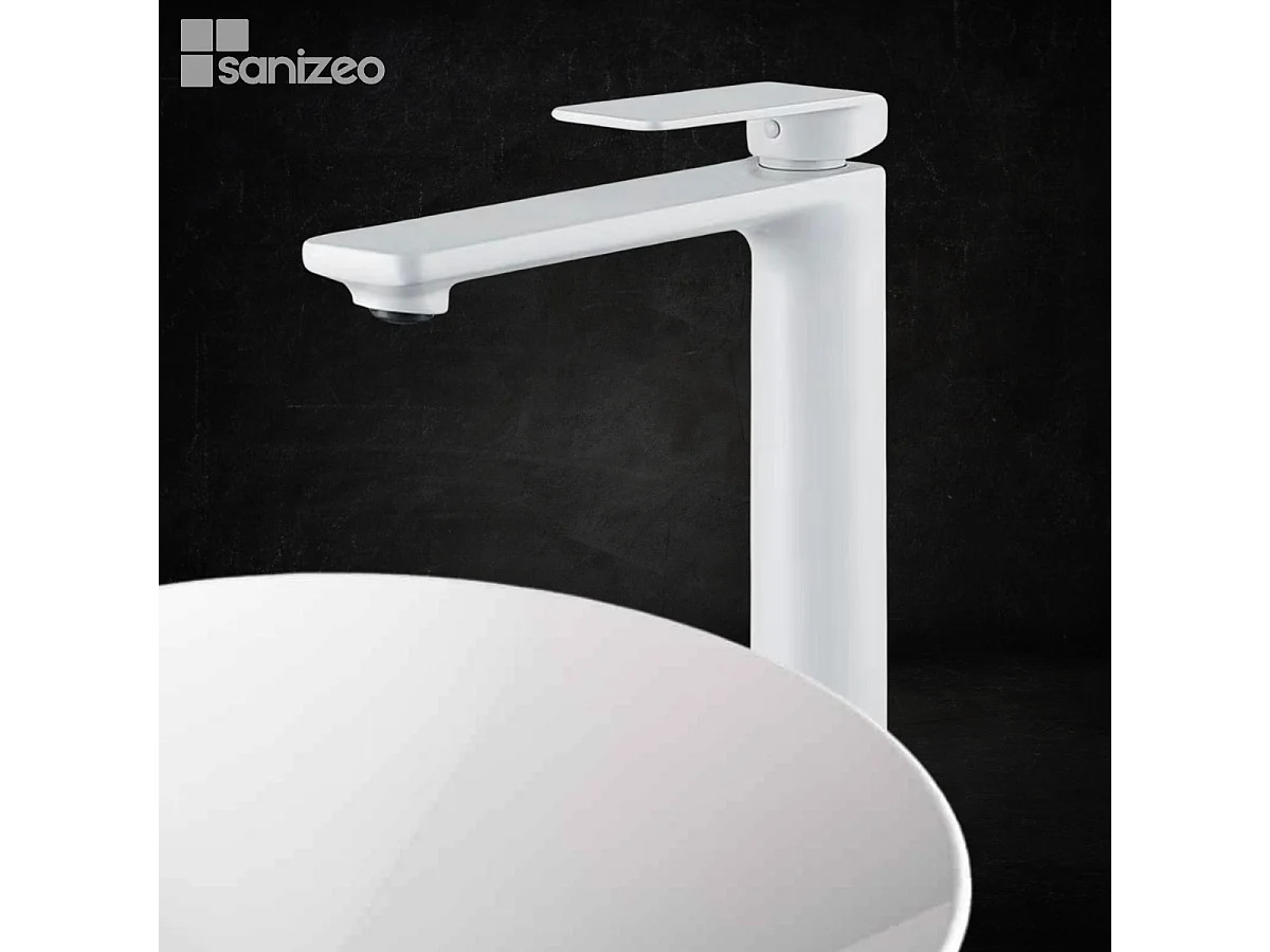 Mitigeur Lavabo Salle de Bain blanc mat – Bec Haut Anti-Calcaire – Design Moderne - FIYI IMEX