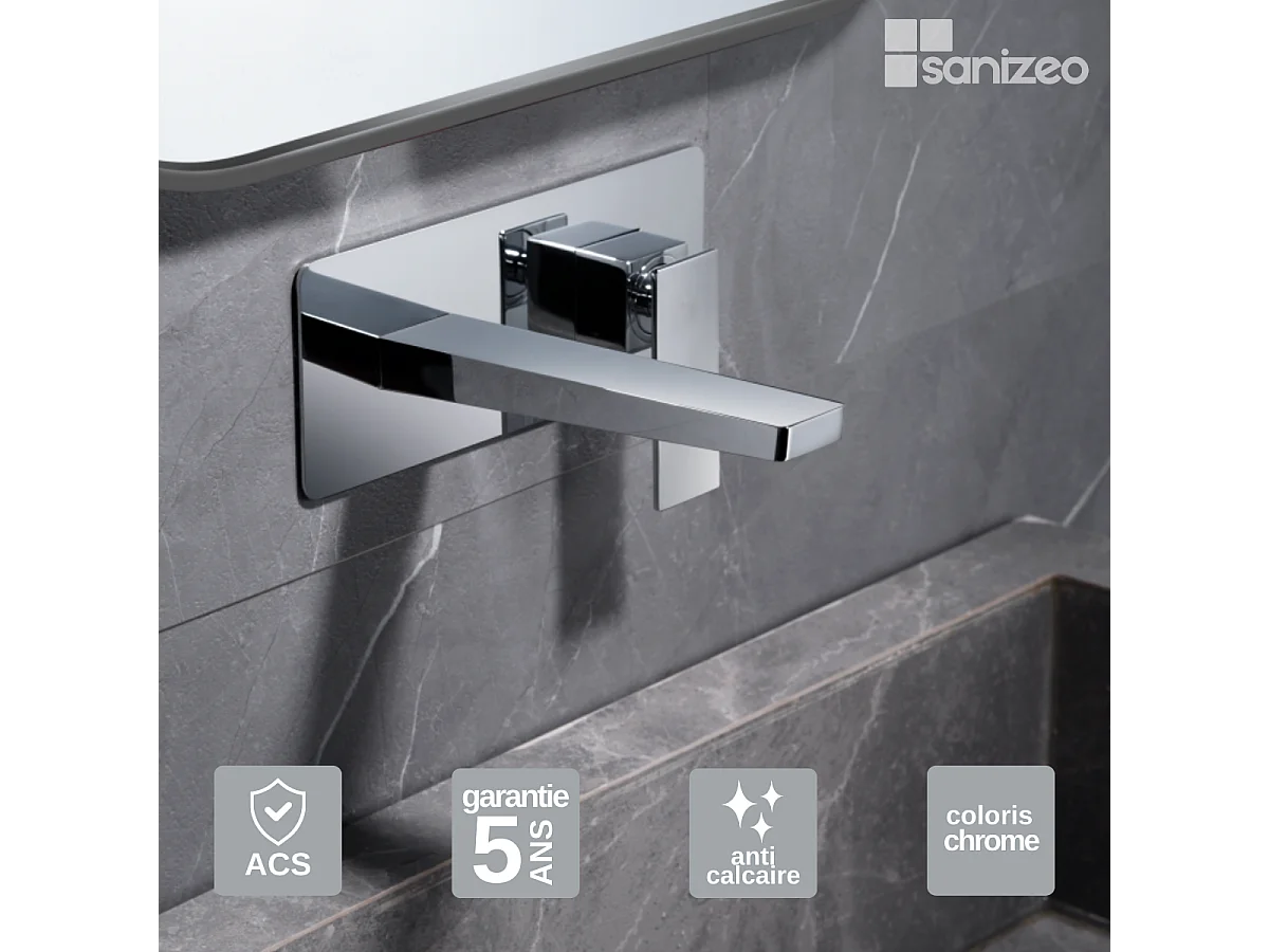 Mitigeur Lavabo Encastré Salle de Bain chromé – Anti-Calcaire – Design moderne - PISA IMEX