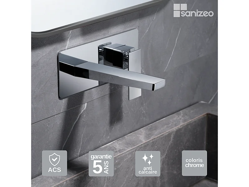 Mitigeur Lavabo Encastré Salle de Bain chromé – Anti-Calcaire – Design moderne - PISA IMEX