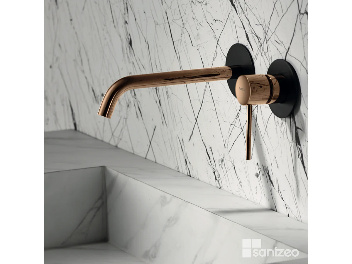 Mitigeur Lavabo Encastré Salle de Bain noir/or – Anti-Calcaire – Design moderne - MILOS IMEX