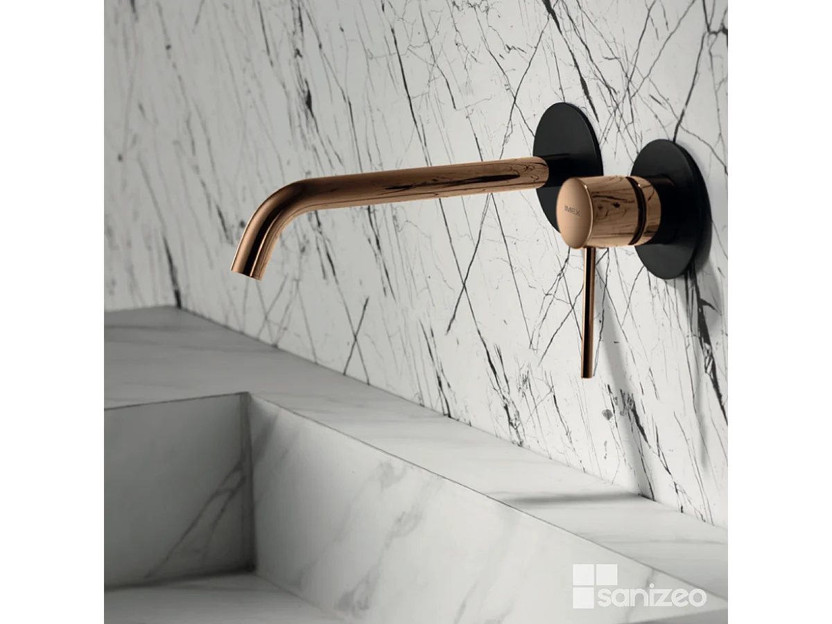 Mitigeur Lavabo Encastré Salle de Bain noir/or – Anti-Calcaire – Design moderne - MILOS IMEX