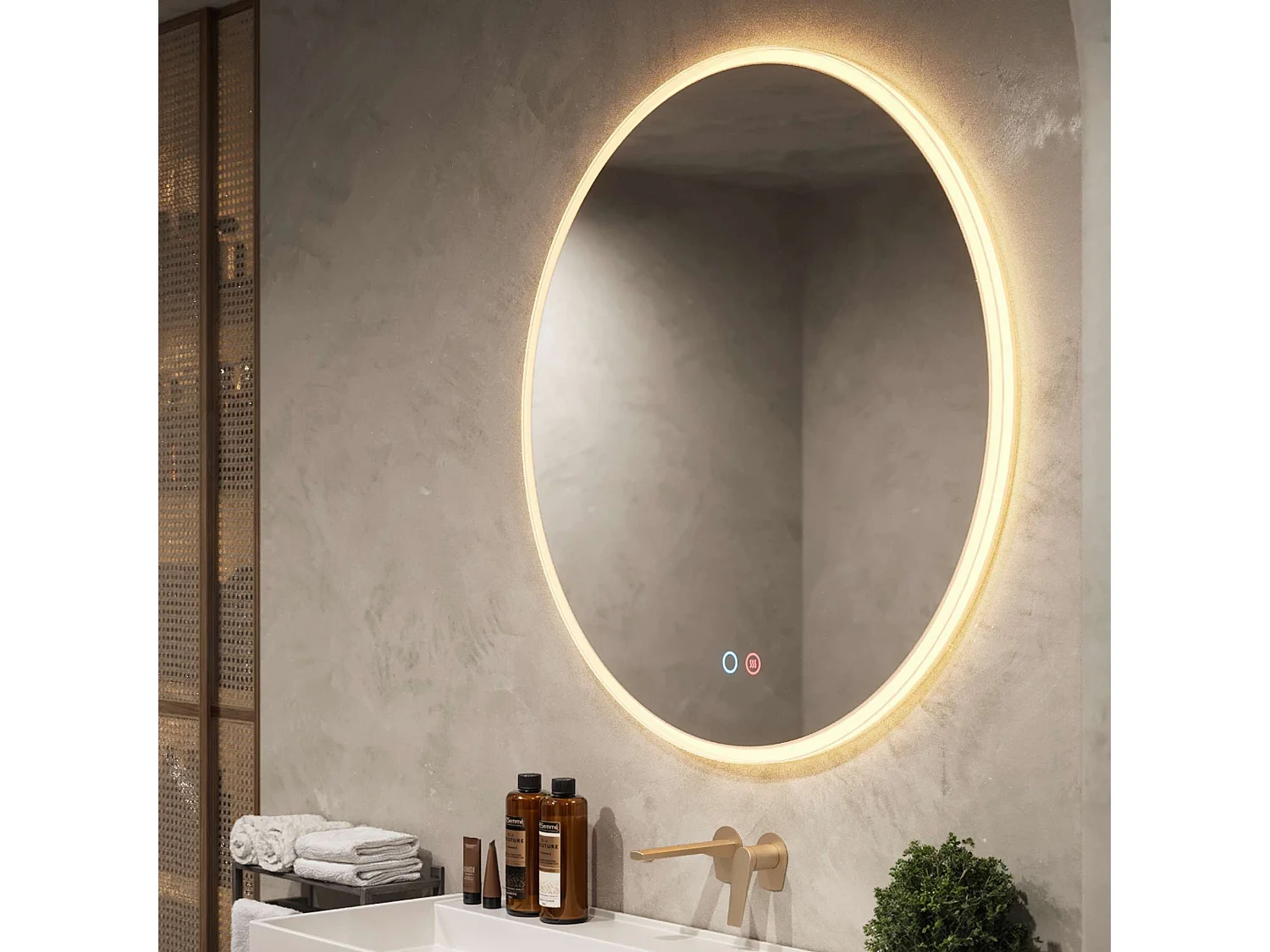 Miroir Salle de Bain ATENAS - Ø60cm - Led T° Variable - Tactiles On/Off & Anti-Buée - LEDIMEX