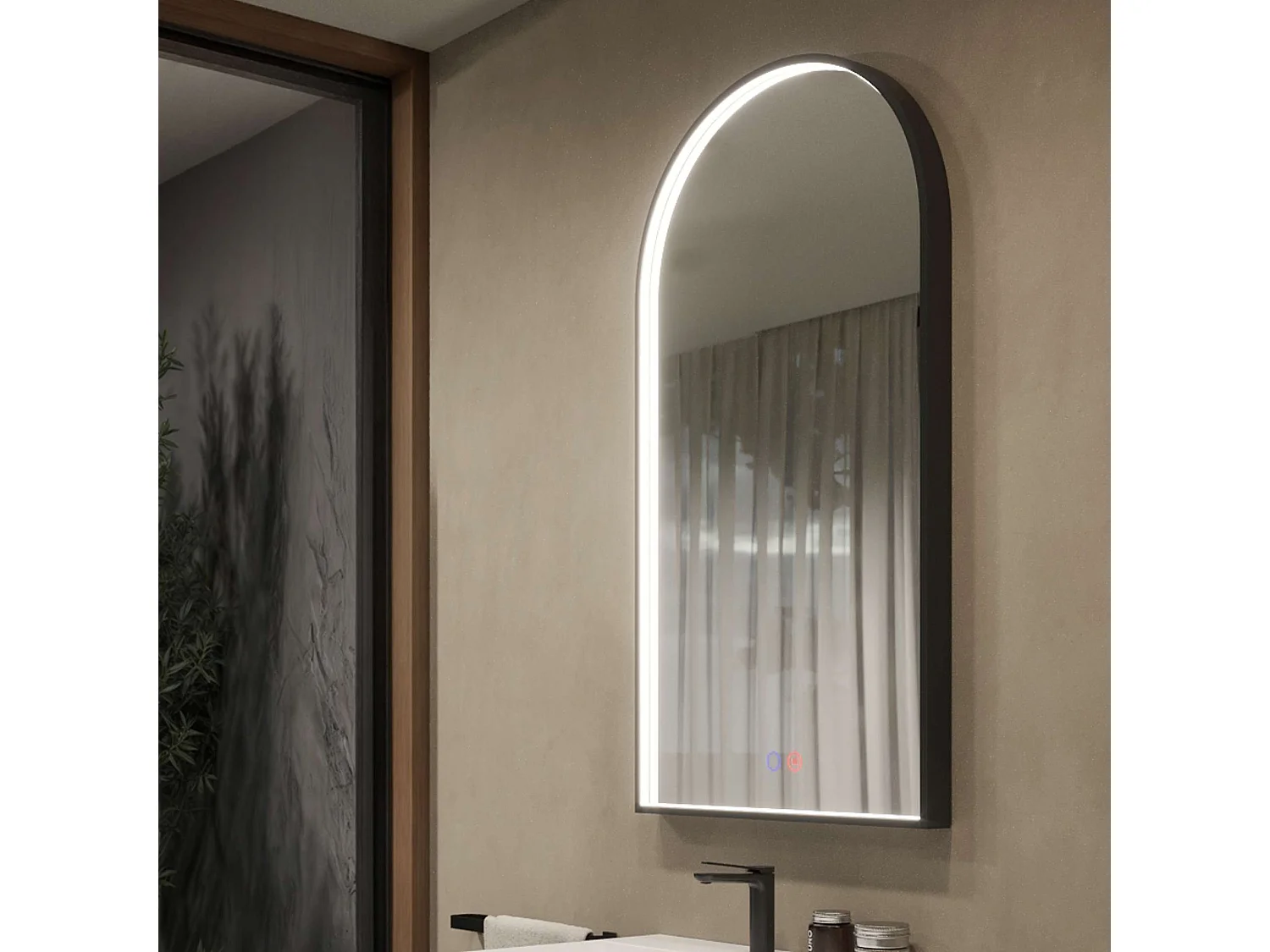 Miroir Salle de Bain ROMA - 60x110cm - Noir Mat - Bordure Led T° Variable - Tactiles On/Off & Anti-Buée - LEDIMEX
