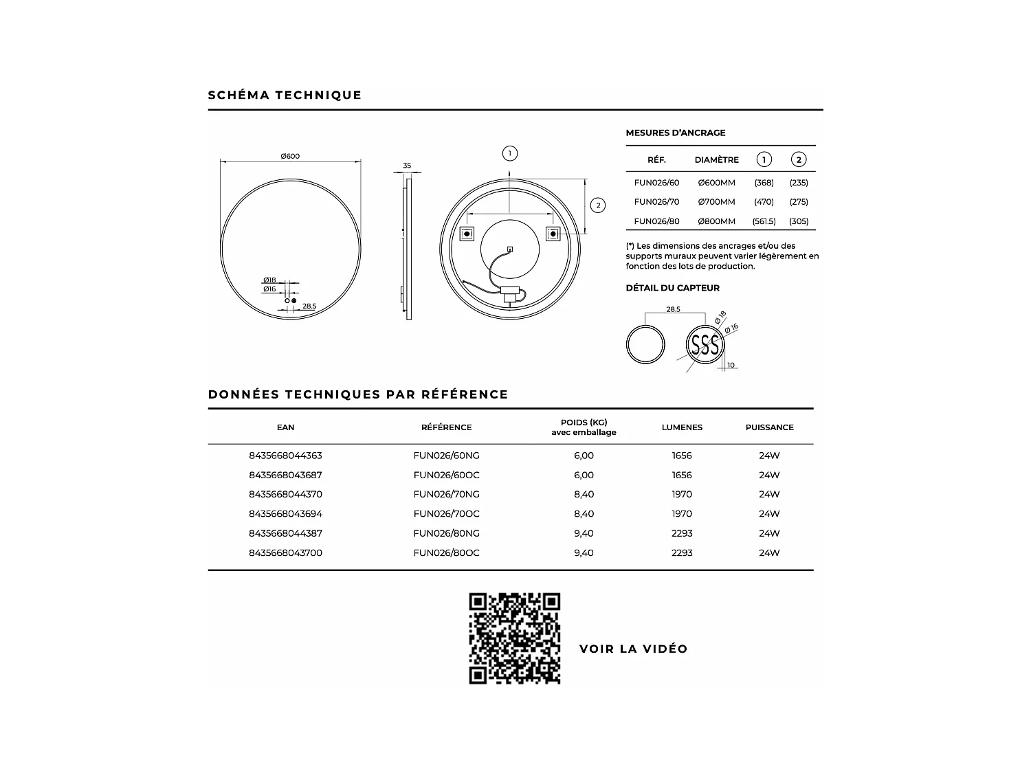 Miroir Salle de Bain FUN - Ø80cm - Or Brossé - Rétro-éclairage T° Led Variable - Tactiles On/Off & Anti-Buée - LEDIMEX