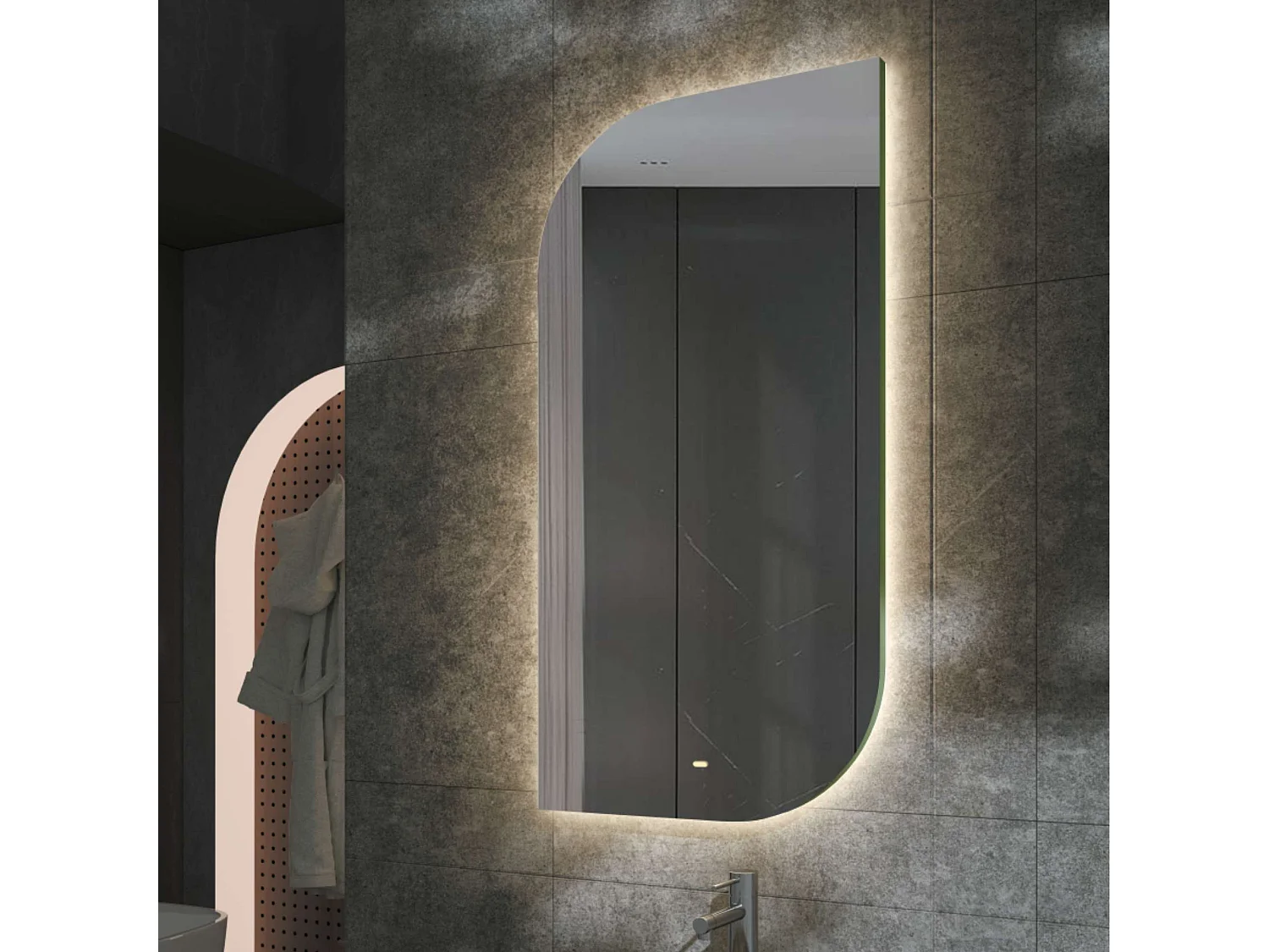 Miroir Salle de Bain CARDIFF - 60x110cm - Led Rétro-éclairé (3000K) - Anti-Buée & Détecteur de Mouvement - LEDIMEX