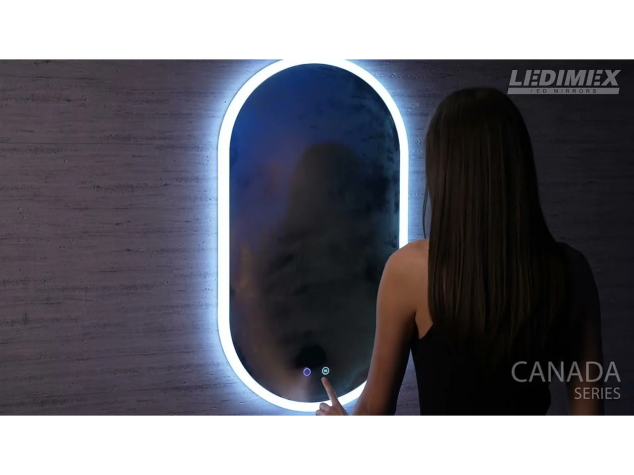 Miroir Salle de Bain CANADA - 50x90cm - Led Frontal (6500K) - Double Tactile & Anti-Buée - LEDIMEX