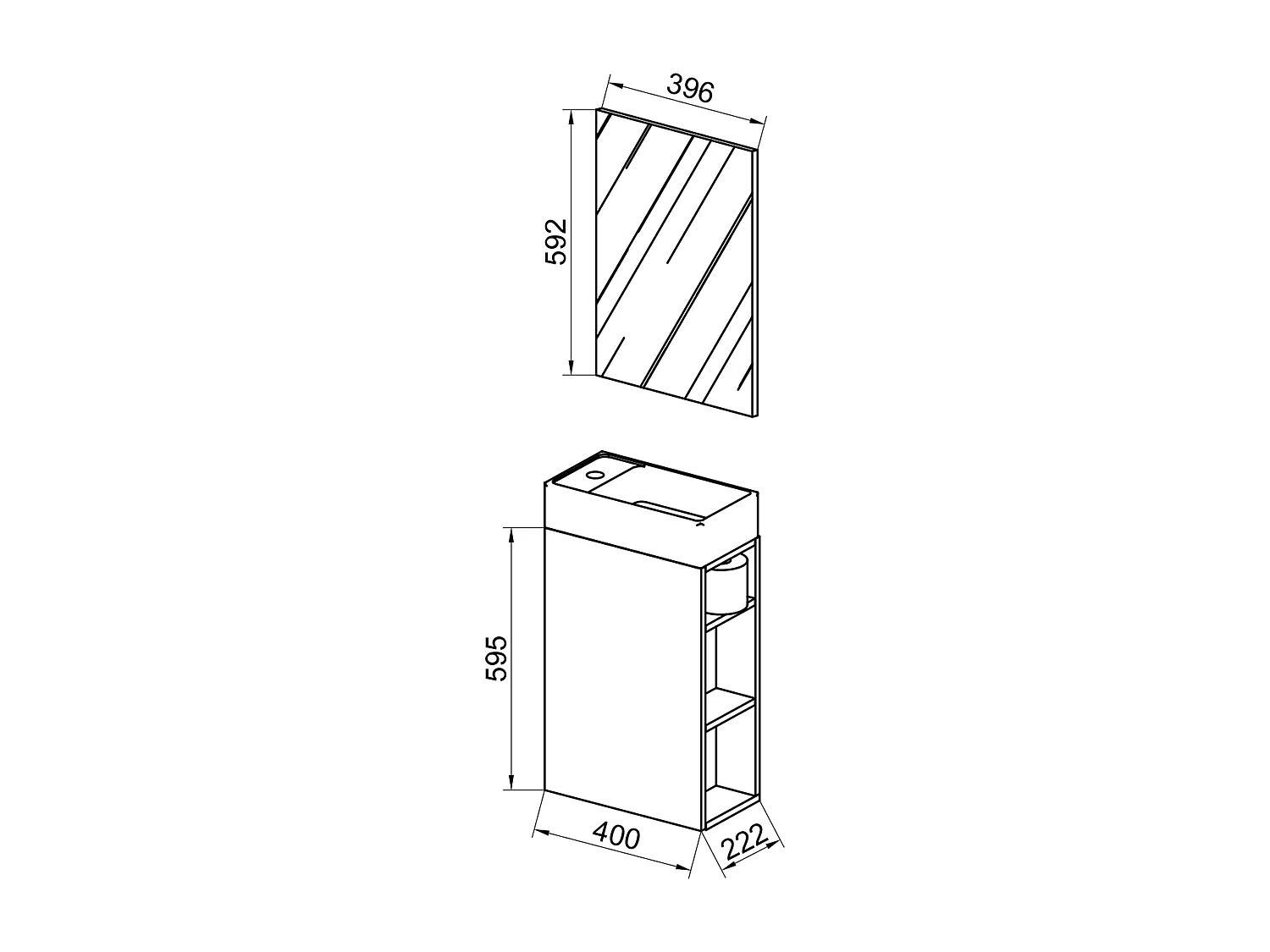 Lavatório de móveis de banheiro Lumia Antracite A. 129 x L. 40 x P. 22 cm