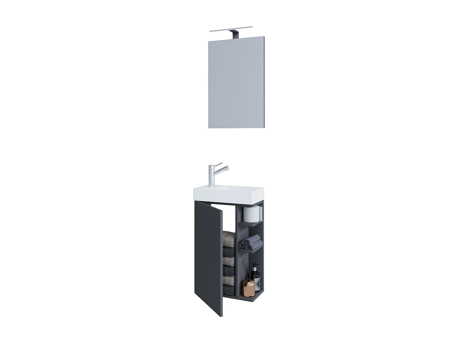 Bathroom furniture washbasin Lumia Anthracite H. 129 x W. 40 x D. 22 cm