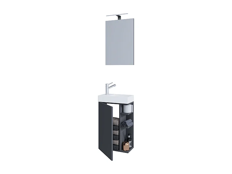 Lavabo de muebles de baño Lumia Antracita AL. 129 x AN. 40 x P. 22 cm