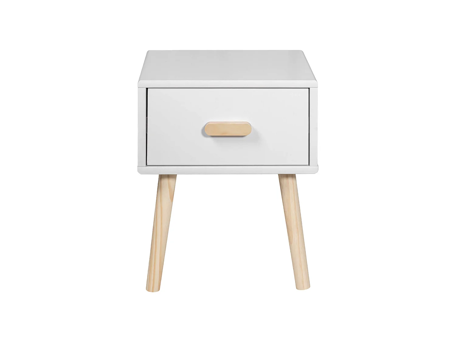 Comodino Cassia 44x35x35 MDF Pino Bianco Marrone Scandinavo Parzialmente Montato