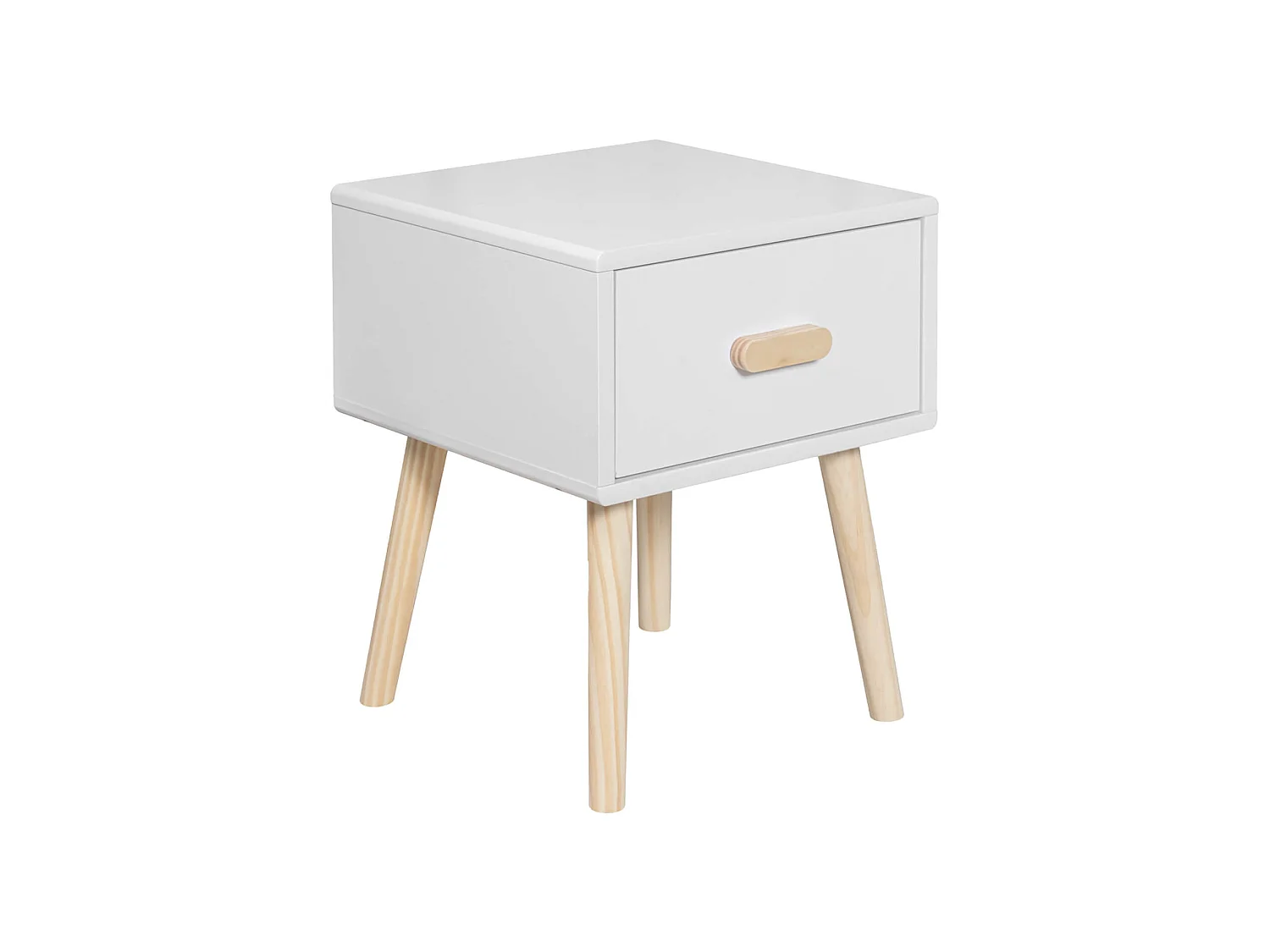 Comodino Cassia 44x35x35 MDF Pino Bianco Marrone Scandinavo Parzialmente Montato