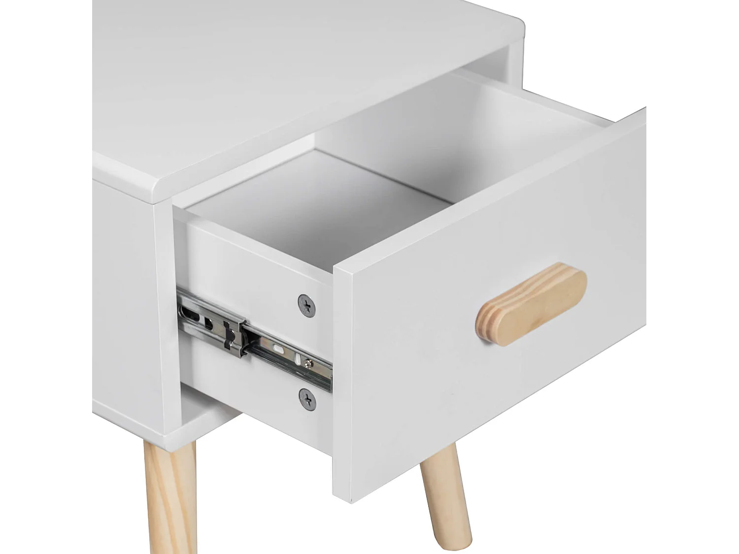 Comodino Cassia 44x35x35 MDF Pino Bianco Marrone Scandinavo Parzialmente Montato