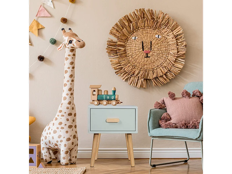 Comodino Picea 44x35x35 MDF Pino Verde Acqua Marrone Scandinavo Parzialmente Montato