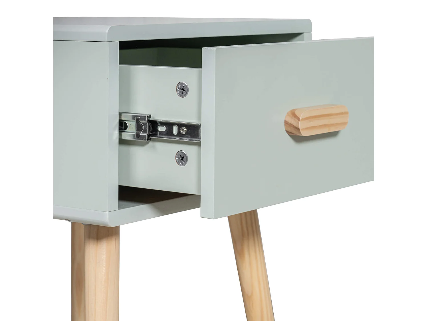 Table de chevet Mobili Rebecca Picea 44x35x35 MDF Pin Vert d'Eau Marron Scandinave Partiellement Assemblé