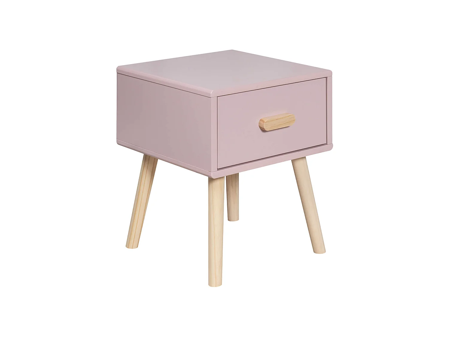 Comodino Enotera 44x35x35 MDF Pino Rosa Marrone Scandinavo Parzialmente Montato