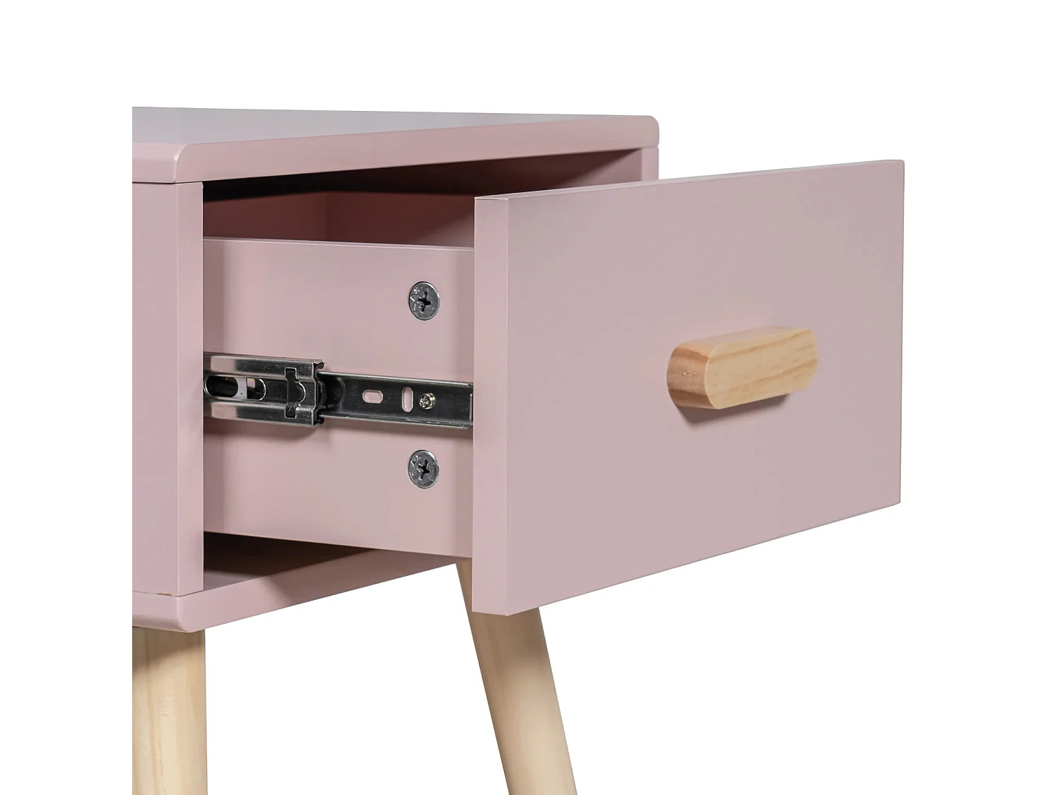 Comodino Enotera 44x35x35 MDF Pino Rosa Marrone Scandinavo Parzialmente Montato