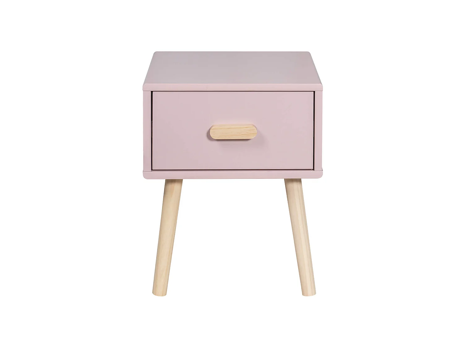 Table de chevet Mobili Rebecca Enotera 44x35x35 MDF Pin Rose Marron Scandinave Partiellement Assemblé