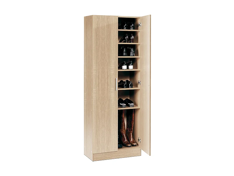 Armoire à chaussures, meuble à chaussures avec 2 portes coloris chêne cambrian