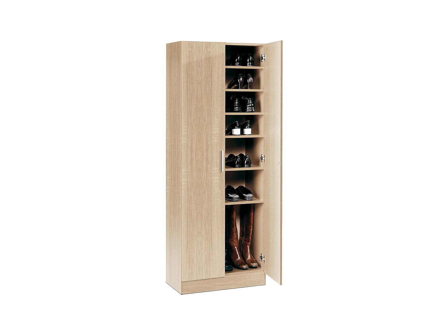 Armoire à chaussures, meuble à chaussures avec 2 portes coloris chêne cambrian