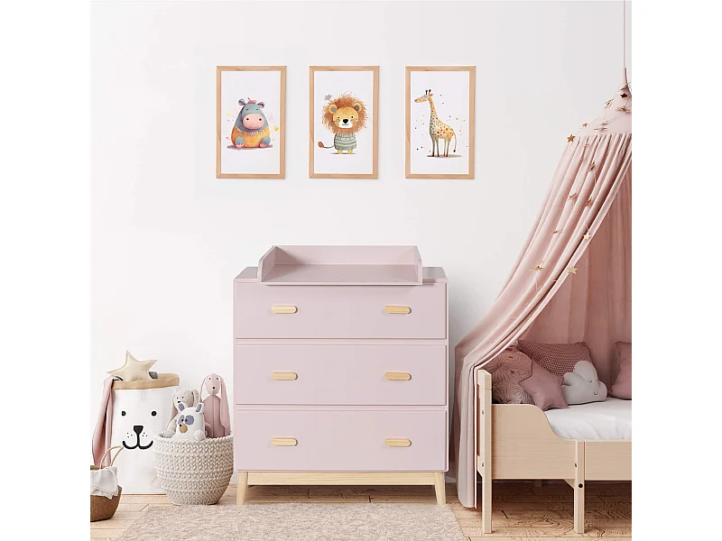 Trocador Mobili Rebecca Crossandra 100x80x42 MDF Pinho Rosa Marrom Escandinavo Para Montar