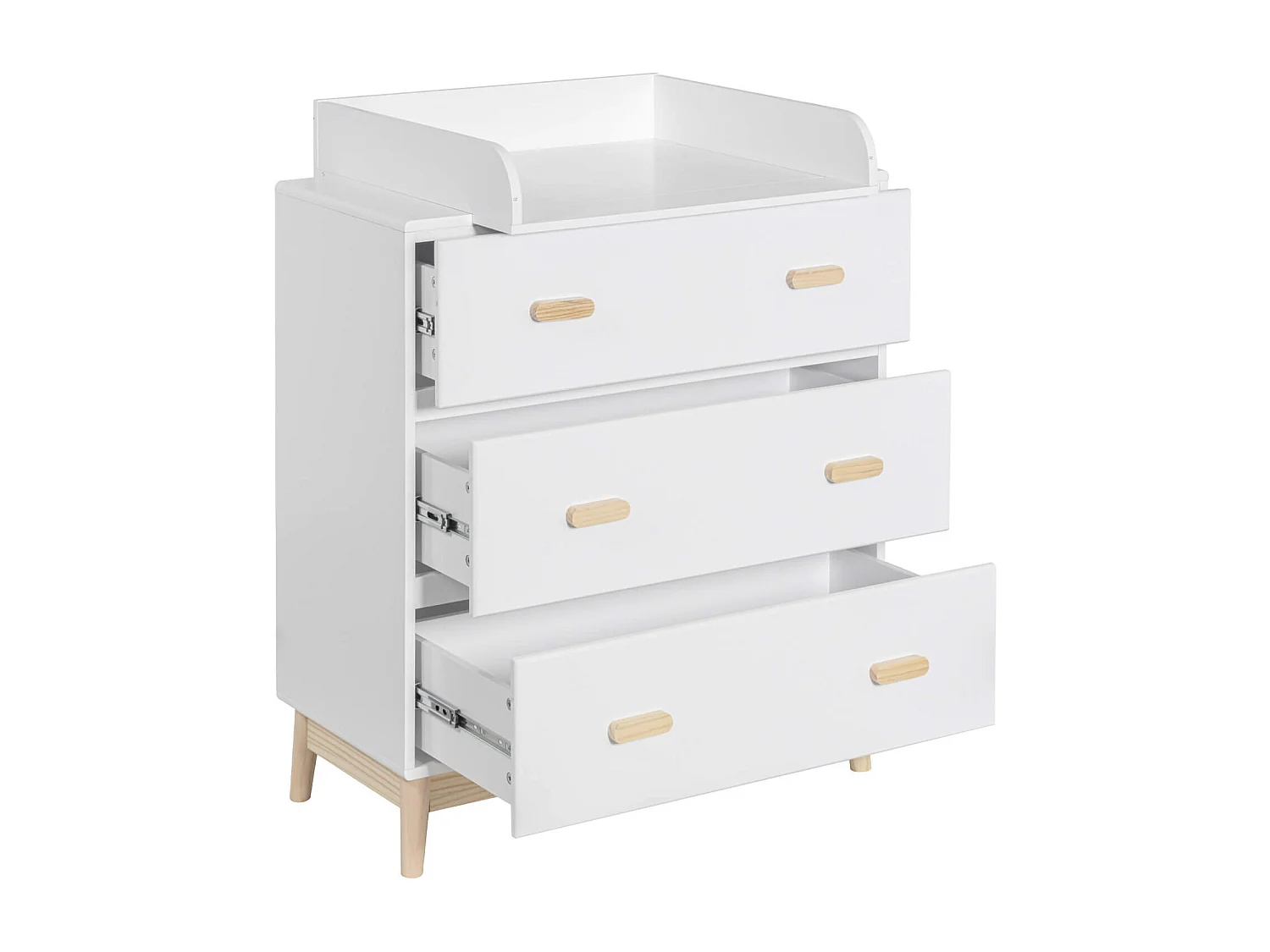 Fasciatoio Betula 100x80x42 MDF Pino Bianco Marrone Scandinavo Da Montare