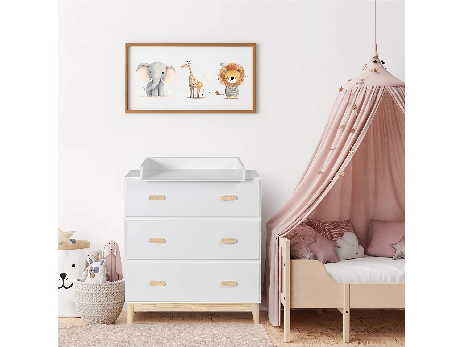 Trocador Mobili Rebecca Betula 100x80x42 MDF Pinho Branco Marrom Escandinavo Para Montar