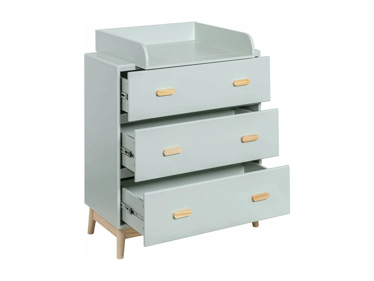 Fasciatoio Tessen 100x80x42 MDF Pino Verde Acqua Marrone Scandinavo Da Montare