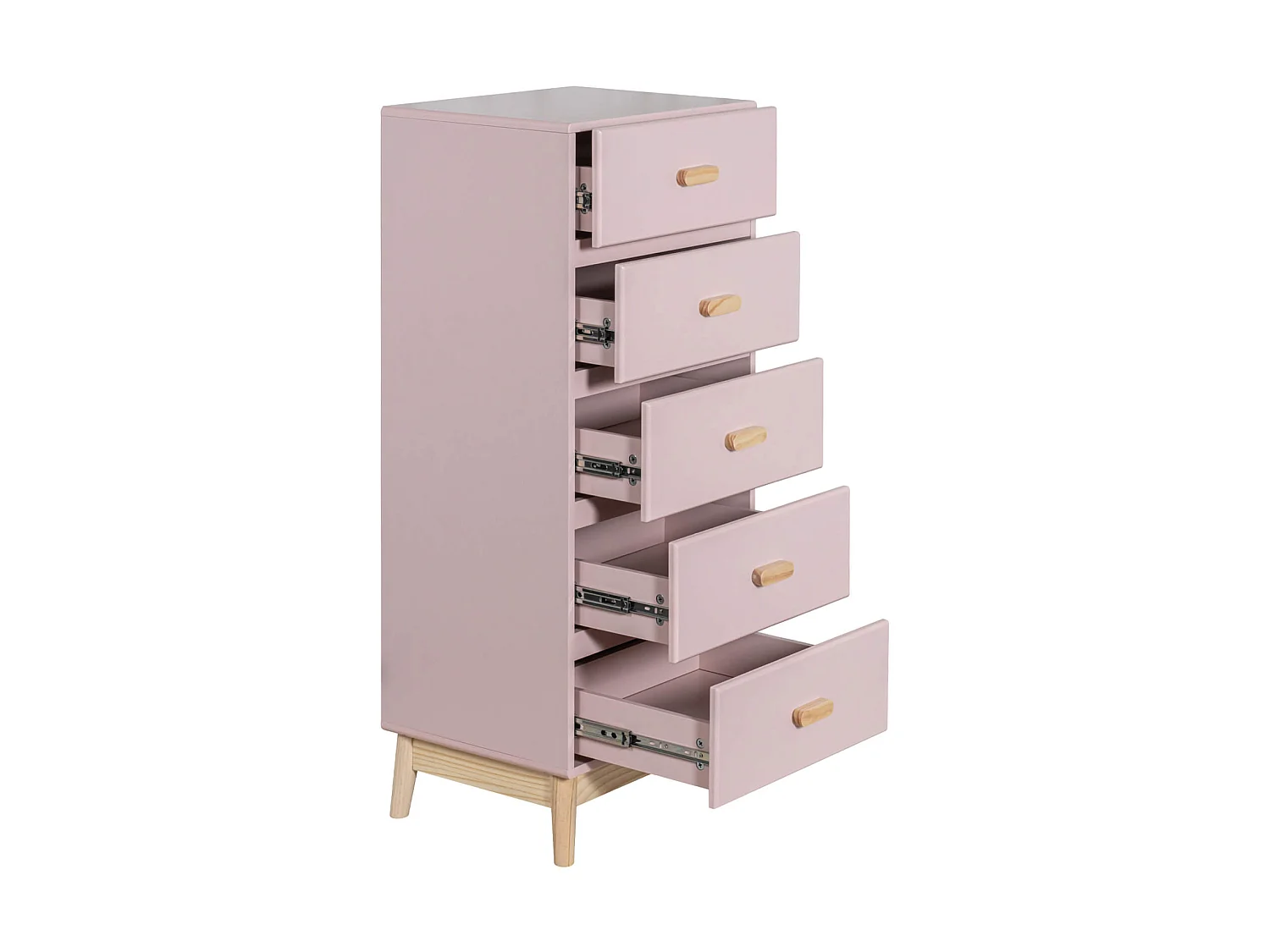 Cassettiera Orchidea 115x50x40 MDF Pino Rosa Marrone Scandinavo Da Montare