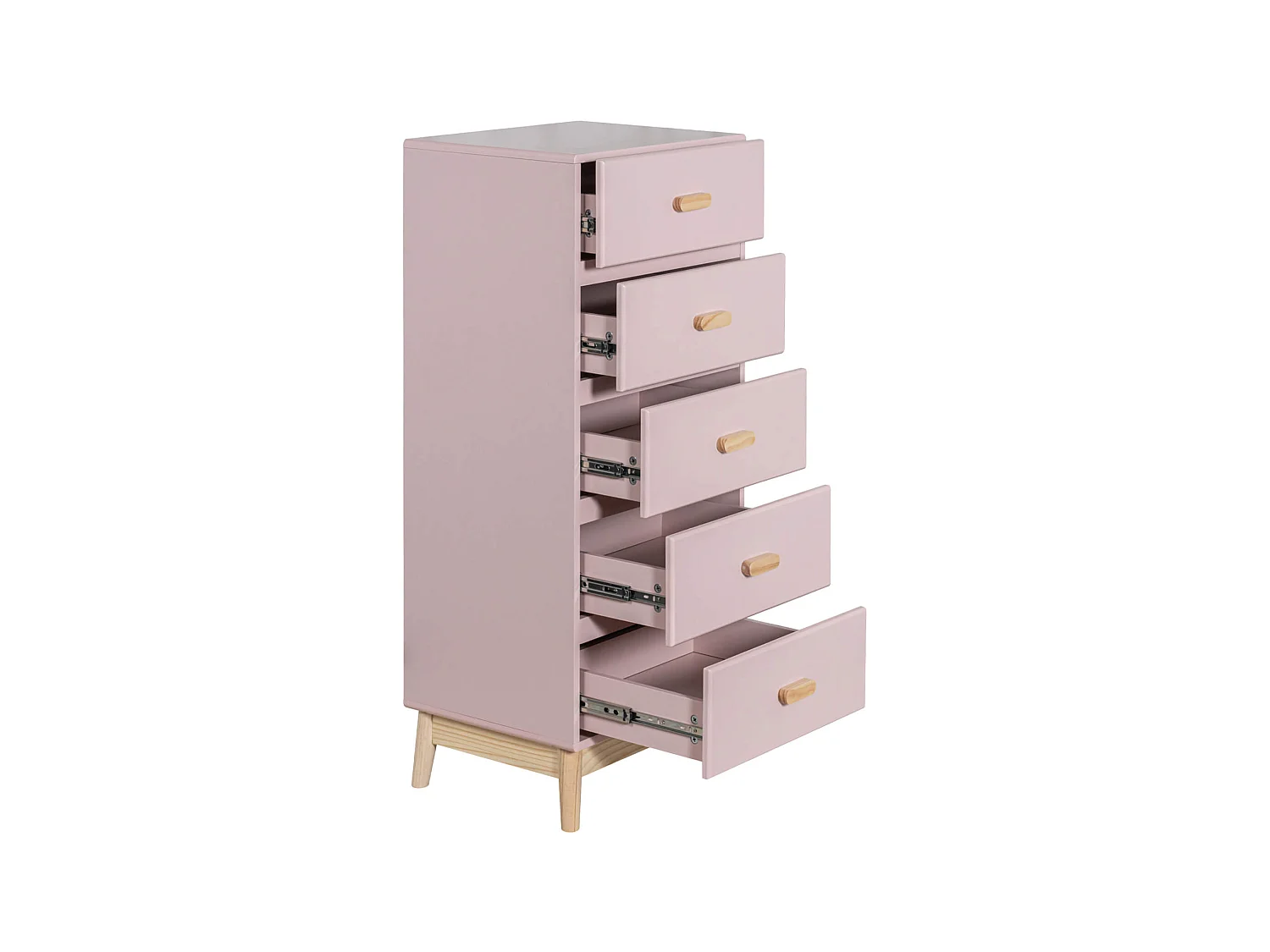 Commode Mobili Rebecca Orchidea 115x50x40 MDF Pin Rose Marron Scandinave À Monter
