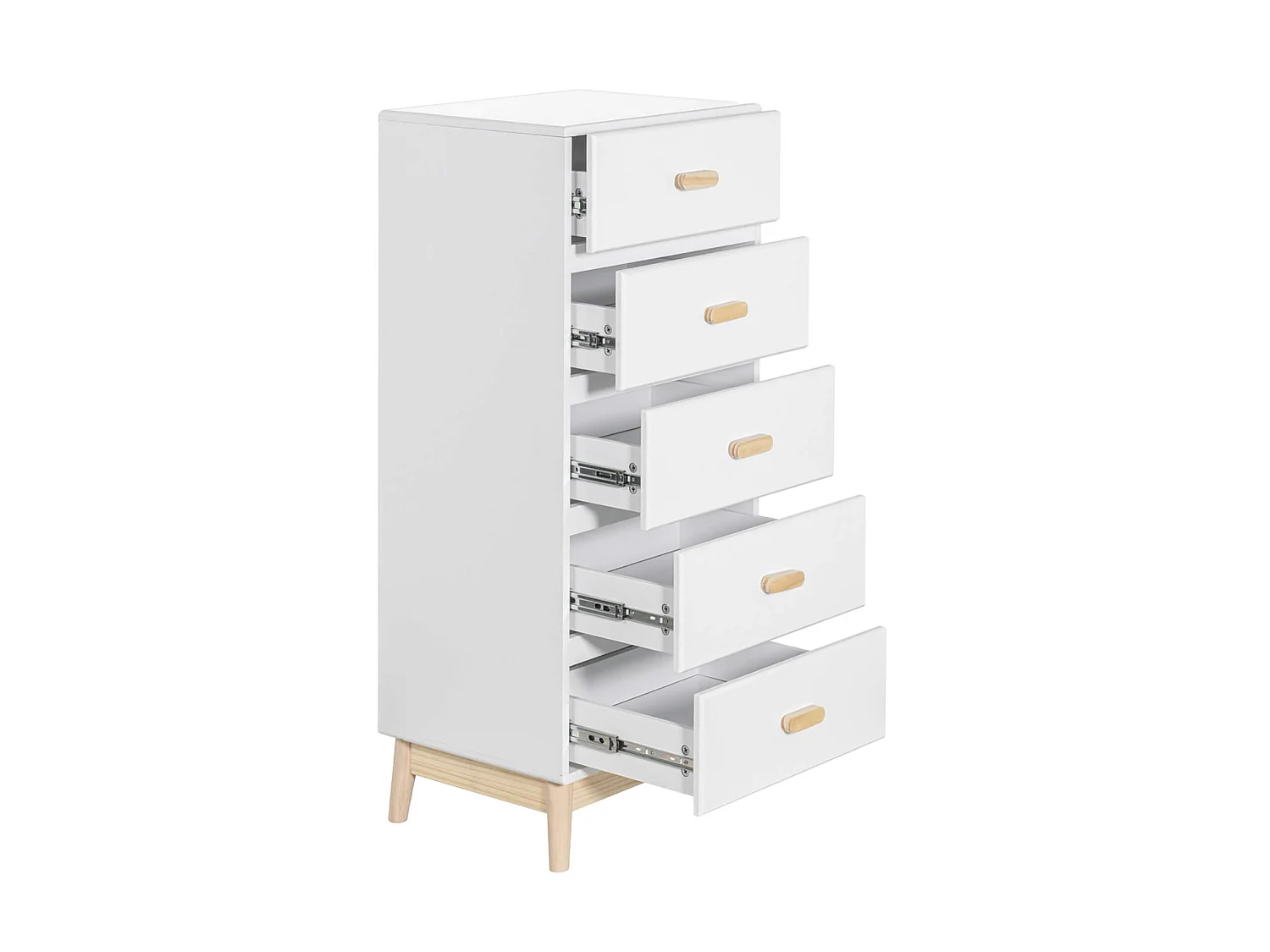 Cassettiera Myristica 115x50x40 MDF Pino Bianco Marrone Scandinavo Da Montare