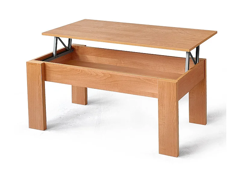 Table basse, table de salon relevable en bois coloris cerisier