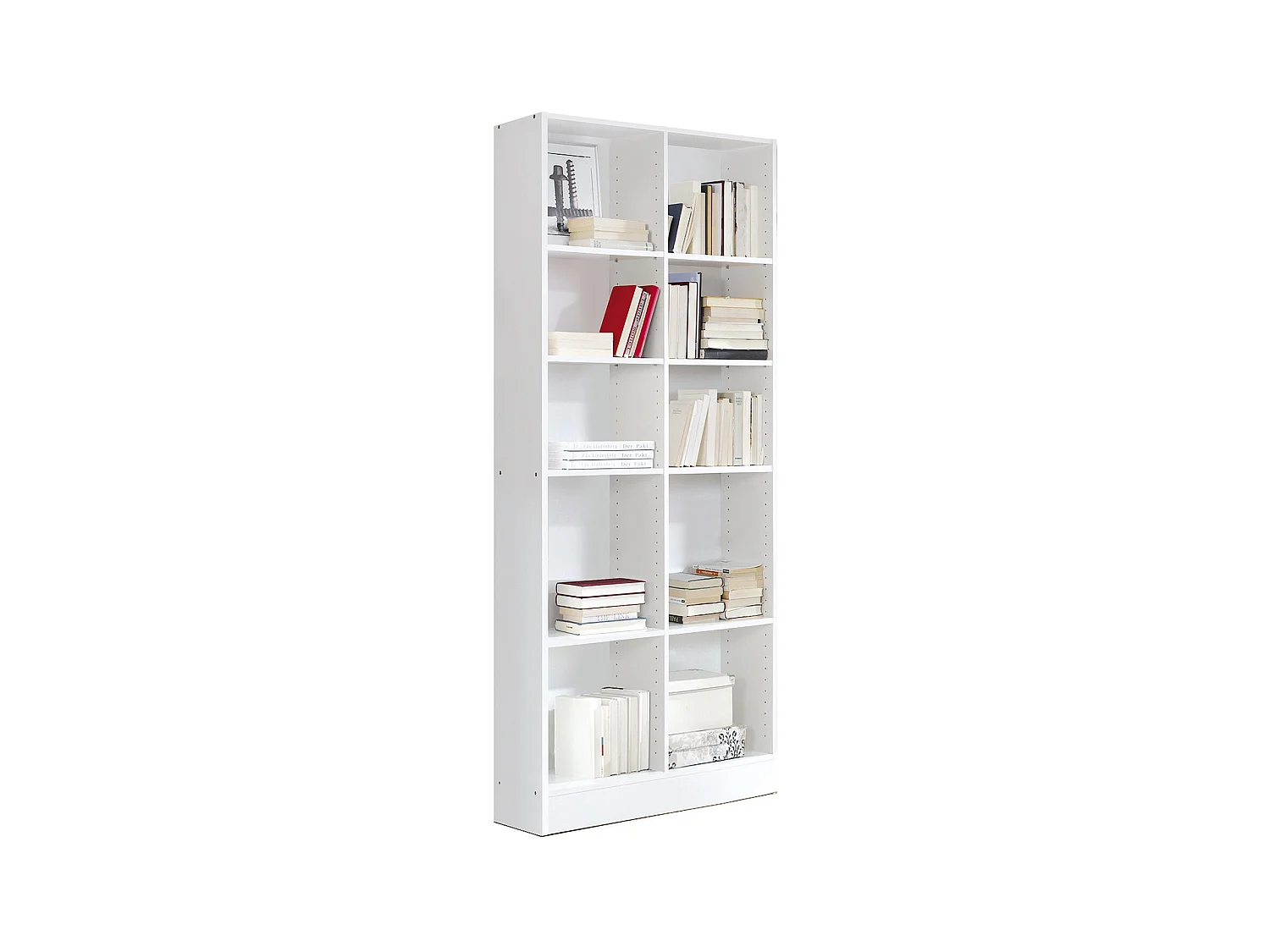 Etagère, bibliothèque avec 10 tablettes coloris blanc - L. 82 x P. 33 x H. 186 cm