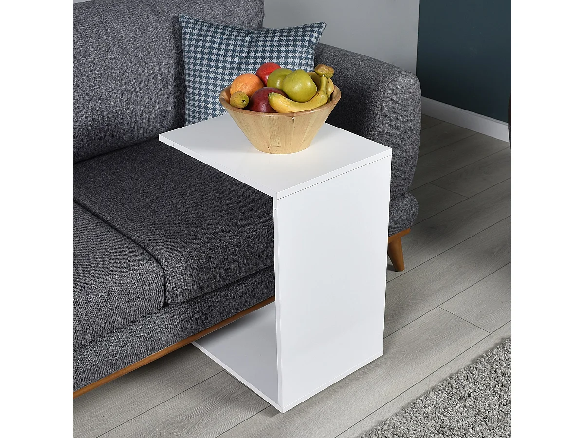 Table d'appoint en bois coloris blanc - longueur 45 x profondeur 35 x hauteur 65 cm