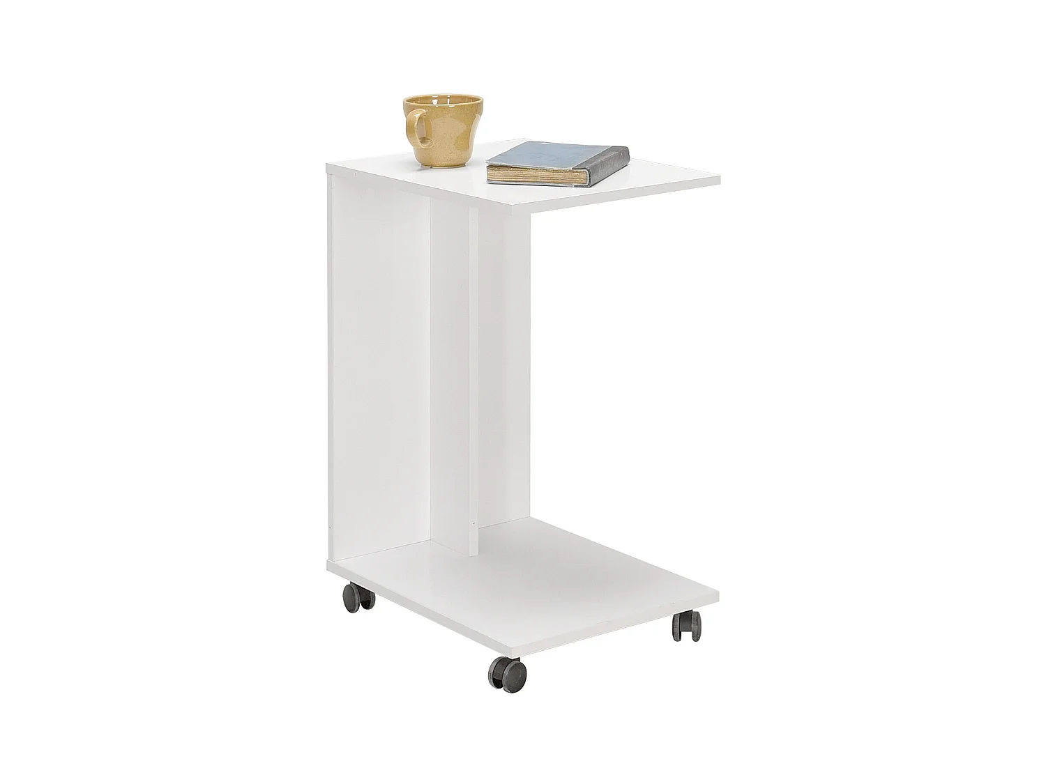 Table d'appoint en bois coloris blanc - longueur 45 x profondeur 35 x hauteur 65 cm