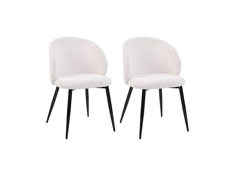 Sedie Karamu 81x54x56 Tessuto Teddy Metallo Crema Nero Moderno SET 2 pezzi Parzialmente Montato