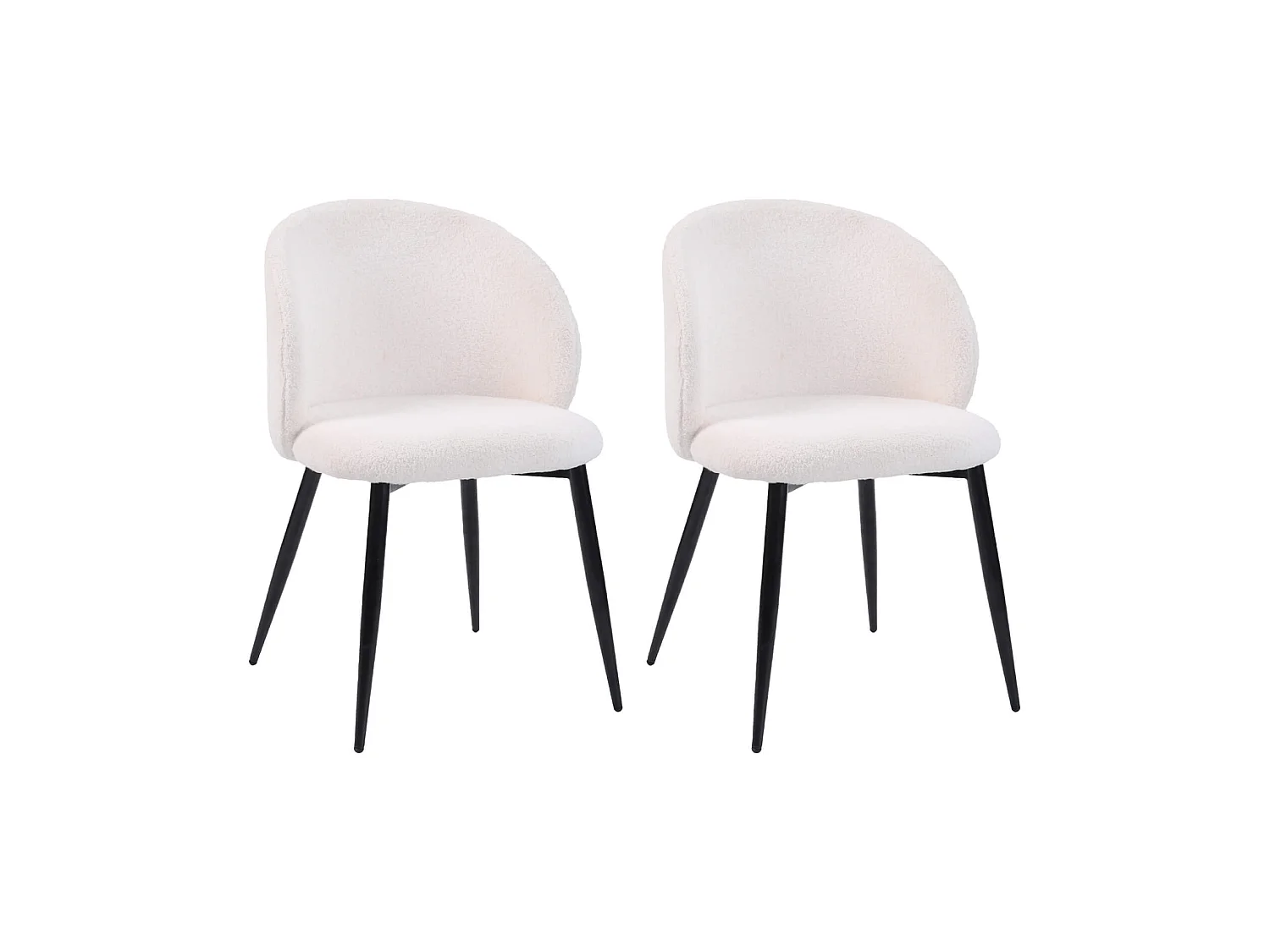 Sedie Karamu 81x54x56 Tessuto Teddy Metallo Crema Nero Moderno SET 2 pezzi Parzialmente Montato