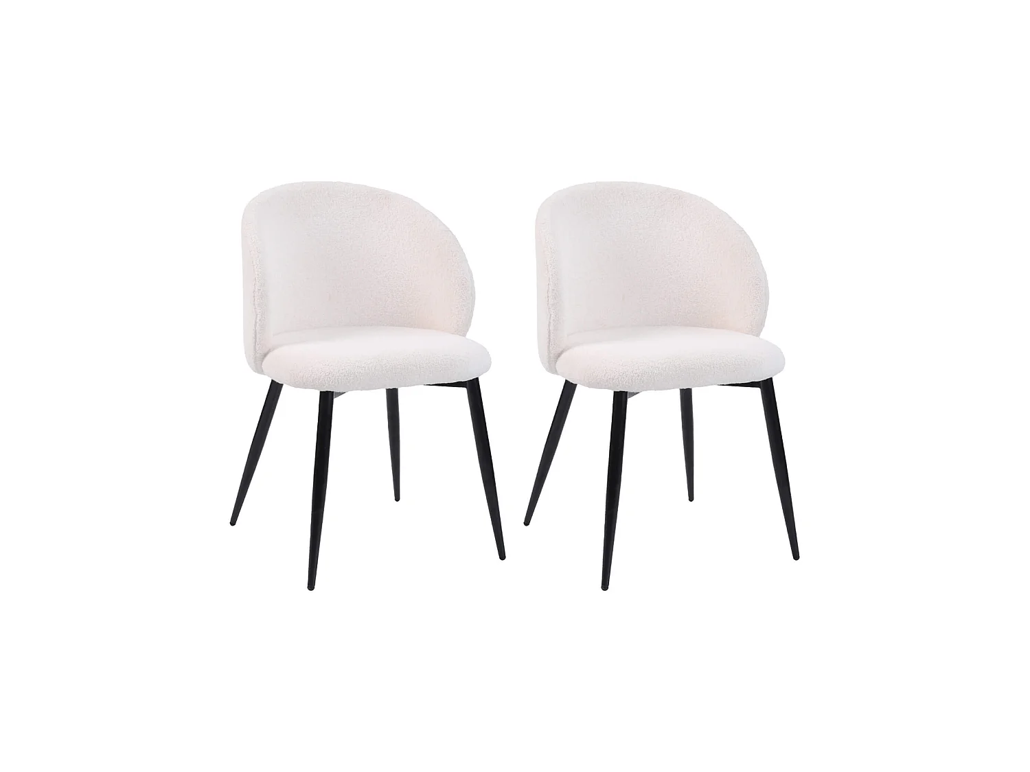 Sillas Karamu 81x54x56 Tela de Peluche Metal  Crema Negro Moderno SET 2 piezas Parcialmente Montado