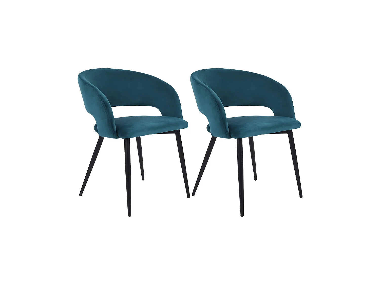 Chaises Mobili Rebecca Titoki 76x55,5x58 Velours Métal Vert Pétrole Noir Moderne SET 2 pièces Partiellement Assemblé
