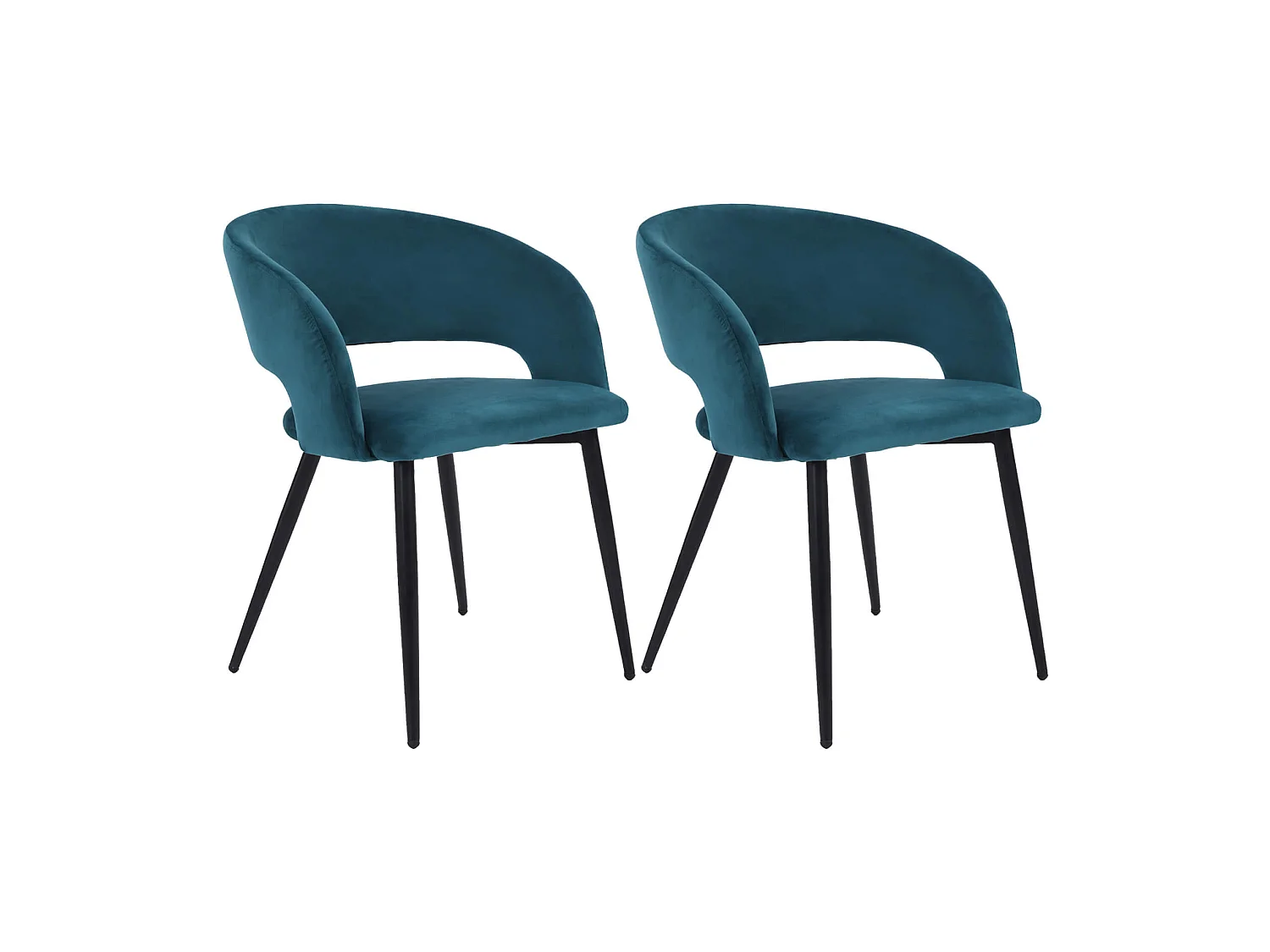 Chaises Mobili Rebecca Titoki 76x55,5x58 Velours Métal Vert Pétrole Noir Moderne SET 2 pièces Partiellement Assemblé