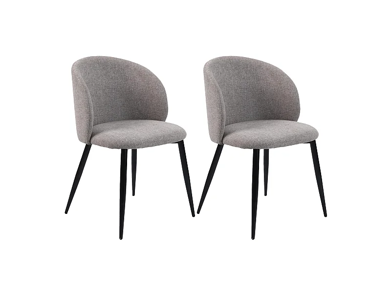 Sedie Cordia 81x54x56 Tessuto Polilino Metallo Grigio Tortora Nero Moderno SET 2 pezzi Parzialmente Montato