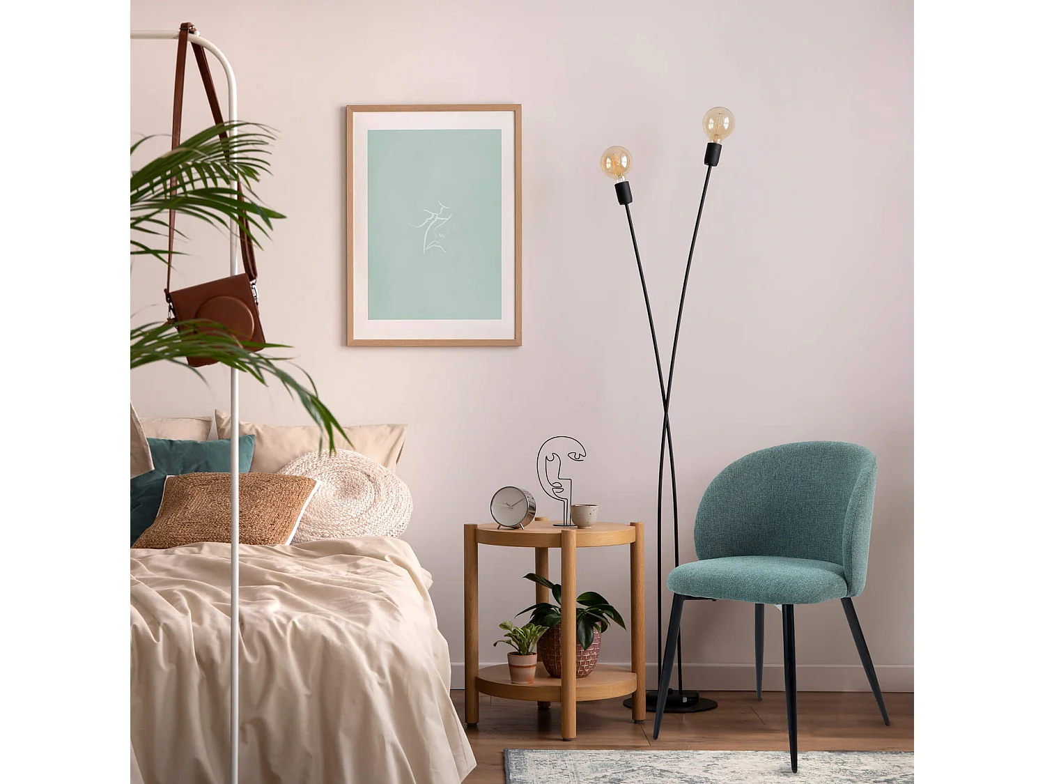 Sedie Festuca 81x54x56 Tessuto Polilino Metallo Verde Acqua Nero Moderno SET 2 pezzi Parzialmente Montato